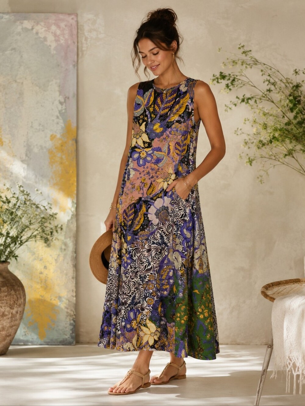 Anthropologie Alanna Mixed Patchwork Floral Maxi Dress XS